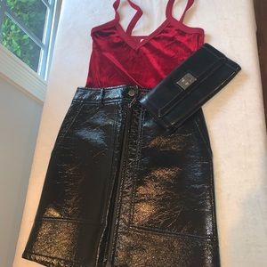 Patent leather skirt